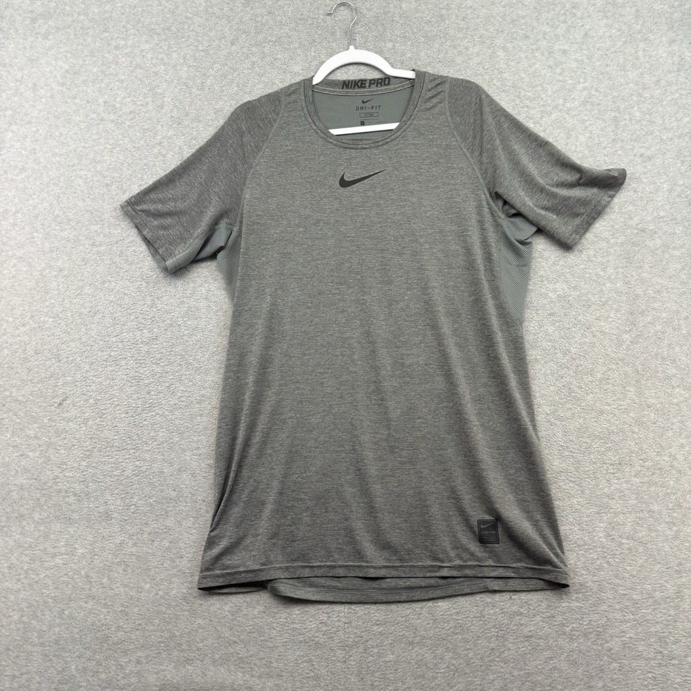 Nike Pro Shirt Medium Gray Performance Center Swoosh Drifit Athletic Mens Fitted